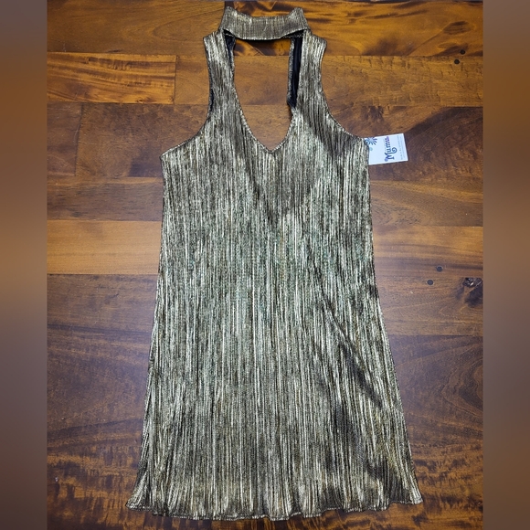 Show Me Your Mumu Friday Choker Dress Good As Gold Size Small NWT - Picture 1 of 6